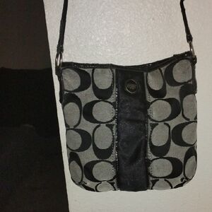 Coach Black and Gray Patterned Shoulder Bag